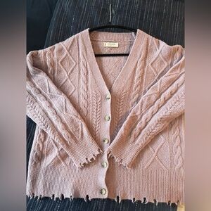 Lucky Brand Soft pink cable knit cardigan Size :Small